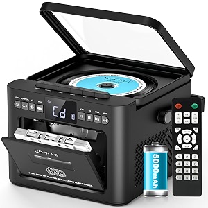 rechargeable cd player portable boombox with cassette player bluetooth boom box with 5000mah battery remote control bluetooth receiver and transmitter fm radiousbtfaux stereo for home outdoor
