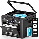 Rechargeable CD Player Portable Boombox with Cassette Player, Bluetooth Boom Box with 5000mAh Battery, Remote Control, Bluetooth Receiver and Transmitter, FM Radio/USB/TF/AUX, Stereo for Home Outdoor