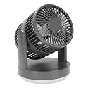 Rechargeable Desk Fan 3 Speeds Table Fan with Night Light for Bedroom, Polymer Li Battery 3.28x3.28x7.28in (Dark Gray)