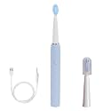 Rechargeable Electric Toothbrush For Adults, 3 Modes, Soft Bristles, 2 Replaceable Brush Heads, 90 Days Usage, Blue