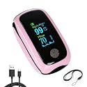 Rechargeable Finger Pulse Oximeter with Respiration Rate Detection and TFT Display, High-Precision SpO₂ & Pulse Rate Oxygen Monitor, Fast Accurate Reading, Pink oximeter