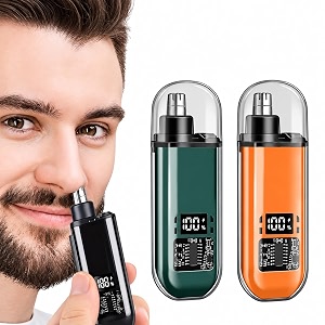 rechargeable nose hair trimmer for men amp women with led display usb charging waterproof portable facial hair trimmer for nose ear amp eyebrow grooming