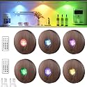 UNUSROOM Rechargeable RGB Puck Lights with Remote Control, Wireless Under Cabinet Lighting,13 Color Changing Lights with Dimmer, Timer,2000mAh Battery Operated Tap Lights for Kitchen
