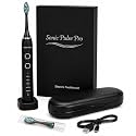 Rechargeable Sonic Toothbrush for Adults with USB Charging Base, Soft Bristles, 5 Cleaning Modes, 3 Intensity Levels, 60-Day Battery Life, IPX7 Waterproof, Black