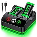 Rechargeable Controller Battery Pack Charging Station,2x6200mWh Battery Pack