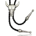 RechicGu Vintage Western Cowboy Cowgirl Bolo Tie Necktie Texas Longhorn Buffalo Steer Cow Skull Leather Rodeo