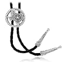 RechicGu Vintage Western Cowboy Cowgirl Bolo Tie Necktie Texas Longhorn Buffalo Steer Cow Skull Leather Rodeo