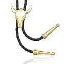 RechicGu Vintage Western Cowboy Cowgirl Bolo Tie Necktie Texas Longhorn Buffalo Steer Cow Skull Leather Rodeo