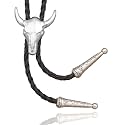 RechicGu Vintage Western Cowboy Cowgirl Bolo Tie Necktie Texas Longhorn Buffalo Steer Cow Skull Leather Rodeo