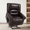 Faux Leather Power Lift Recliner Chair, Lay Flat Recliner for Elderly - Brown