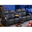 Recliner Sofa, Home Theater Seating with Center Console, 4 Seat Reclining Couch with USB Ports &amp; Phone Holders, Wall Hugger RV Sofa Furniture Loveseat Recliner Couch with Storage &amp; Pocket