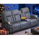 Recliner Sofa, Home Theater Seating with Center Console, 3 Seat Reclining Couch with USB Ports &amp; Phone Holders, Wall Hugger RV Sofa Furniture Loveseat Recliner Couch with Storage &amp; Pocket