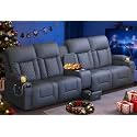 Recliner Sofa, Home Theater Seating with Center Console, 4 Seat Reclining Couch with USB Ports &amp; Phone Holders, Wall Hugger RV Sofa Furniture Loveseat Recliner Couch with Storage &amp; Pocket