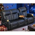 Recliner Sofa, Home Theater Seating with Center Console, 3 Seat Reclining Couch with USB Ports &amp; Phone Holders, Wall Hugger RV Sofa Furniture Loveseat Recliner Couch with Storage &amp; Pocket