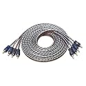 Recoil 100% Oxygen Free Copper 17ft 4 Channel RCA Audio Cable Twisted Pair with Noise Reduction