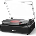 Vinyl Record Player with Built-in Speakers 3-Speed Support 33 1/3, 45, 78RPM Vintage Record Player Bluetooth Input Support RCA Output, Black