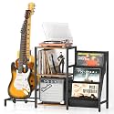 Record Player Stand and Guitar Stand,Vinyl Record Storage with Guitar Rack