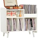 Record Player Stand, Large Record Player Table Cabinet (White)