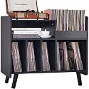 Record Player Stand, Large Record Player Table Cabinet (Black)