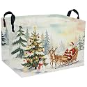 Rectangle Christmas Baskets Deer Box Cute Storage Bin Gift Basket(Christmas Deer)