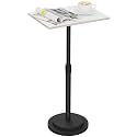 Rectangle Drink Table, Height Adjustable Pedestal Table, White