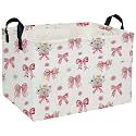 Rectangle Kids Baskets Flower Basket Cute Storage Bin Fish Box for Room Decor Gift Basket(bow flower)
