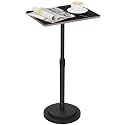 Rectangle Side Table, Height Adjustable Pedestal Stand, Black