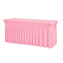 Rectangle Tablecloth 6FT – Pink Fitted Spandex Table Cover, Wrinkle-Free, Stretch Fabric with Elastic Edges for Baby Shower, Wedding, Banquet, Party, Buffet, Birthday,Restaurant