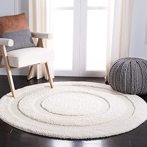 Rectangular Box Round Shaggy Carpet for Living
