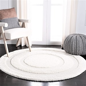 Rectangular Box Round Shaggy Carpet for Living