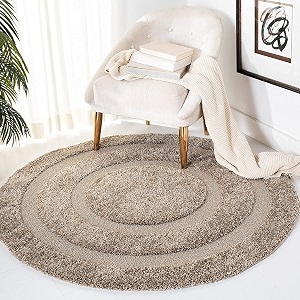 Rectangular Box Round Shaggy Carpet for Living