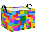 Rectangular Building Brick Storage Bin Foldable Boy kids Toy Basket Baby Room Bedroom Decor (Building Block)