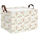 Rectangular Cute Flower Gift Basket Collapsible Floral Storage Bin Wildflower Baby Girl Nursery Room Decor (Red Wild flowers)