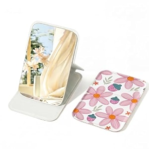 rectangular folding makeup mirror with pu leather cover portable adjustable vanity mirror for dressing table student desk amp travel hd tabletop cosmetic mirror