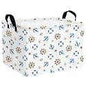 Rectangular Kids Storage Bin Collapsible Boys Boat Baskets with Handles Nautical Nursery Decor(Anchor Rudder)