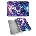 Rectangular Metal Tin Box with Removable Lid, Purple Wolfs Decorative Printed Metal Storage Container for Cards, Diaries, Home Organization 4.53 x 3.35 x 0.86 inch– Single Pack