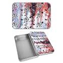 Rectangular Metal Tin Box with Removable Lid, Gothic Snake Moon Star Decorative Printed Metal Storage Container for Cash Ticket Credit Card Check 3.46 x 2.36 x 0.7 inch– Single Pack