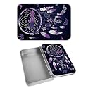 Rectangular Metal Tin Box with Removable Lid, Purple Dream Decorative Printed Metal Storage Container for Cards, Diaries, Home Organization 4.53 x 3.35 x 0.86 inch– Single Pack