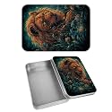 Rectangular Metal Tin Box with Removable Lid, Lions Decorative Printed Metal Storage Container for Cards, Diaries, Home Organization 4.53 x 3.35 x 0.86 inch– Single Pack