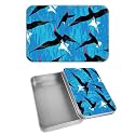 Rectangular Metal Tin Box with Removable Lid, Seagulls Decorative Printed Metal Storage Container for Cards, Diaries, Home Organization 4.53 x 3.35 x 0.86 inch– Single Pack