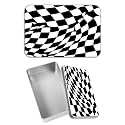 Rectangular Metal Tin Box with Removable Lid, Twisted Checkered Decorative Printed Metal Storage Container for Sweets Jewelry Tea Candies Cakes 7 x 4.33 x 2.17 inch– Single Pack
