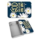 Rectangular Metal Tin Box with Removable Lid, Bible Jeremiah 29:11 Daisy Decorative Printed Metal Storage Container for Cash Ticket Credit Card Check 3.46 x 2.36 x 0.7 inch– Single Pack