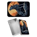 Rectangular Metal Tin Box with Removable Lid, Wolf Full Moon Decorative Printed Metal Storage Container for Sweets Jewelry Tea Candies Cakes 7 x 4.33 x 2.17 inch– Single Pack