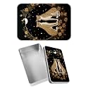 Rectangular Metal Tin Box with Removable Lid, Moon Cheetah Cat Decorative Printed Metal Storage Container for Sweets Jewelry Tea Candies Cakes 7 x 4.33 x 2.17 inch– Single Pack