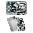 Rectangular Metal Tin Box with Removable Lid, Skull Human Decorative Printed Metal Storage Container for Jewelry Pen Eraser Pill Candy Craft 4.9 x 3.54 x 1.57 inch– Single Pack