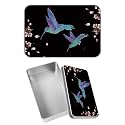 Rectangular Metal Tin Box with Removable Lid, Hummingbird Sakura Decorative Printed Metal Storage Container for Jewelry Pen Eraser Pill Candy Craft 4.9 x 3.54 x 1.57 inch– Single Pack