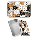 Rectangular Metal Tin Box with Removable Lid, Cartoon Cats Decorative Printed Metal Storage Container for Jewelry Pen Eraser Pill Candy Craft 4.9 x 3.54 x 1.57 inch– Single Pack