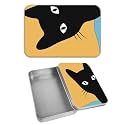 Rectangular Metal Tin Box with Removable Lid, Black Cats Decorative Printed Metal Storage Container for Cash Ticket Credit Card Check 3.46 x 2.36 x 0.7 inch– Single Pack