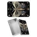 Rectangular Metal Tin Box with Removable Lid, Moth Decorative Printed Metal Storage Container for Sweets Jewelry Tea Candies Cakes 7 x 4.33 x 2.17 inch– Single Pack