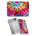 Rectangular Metal Tin Box with Removable Lid, Rainbow Flowers Decorative Printed Metal Storage Container for Jewelry Pen Eraser Pill Candy Craft 4.9 x 3.54 x 1.57 inch– Single Pack
